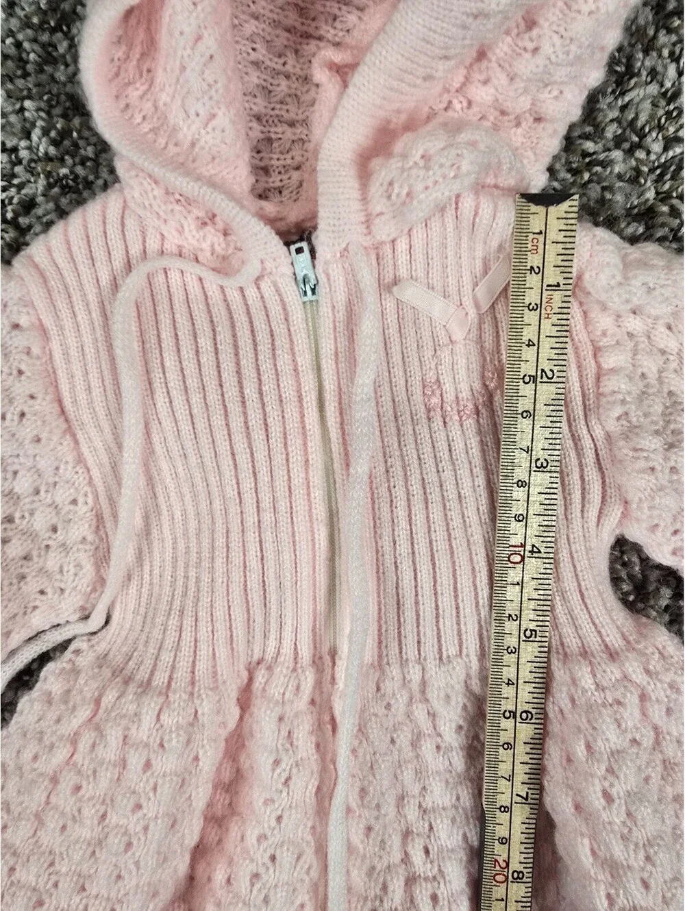 Vintage 1960s Little Show Offs Baby Girls Sz 3-6M Crochet Knit Sleep Dress Pink